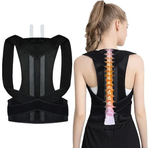 Wellco Back Brace Lumbar Support Shoulder Posture Corrector for Women/Men Back Pain Relief, Black