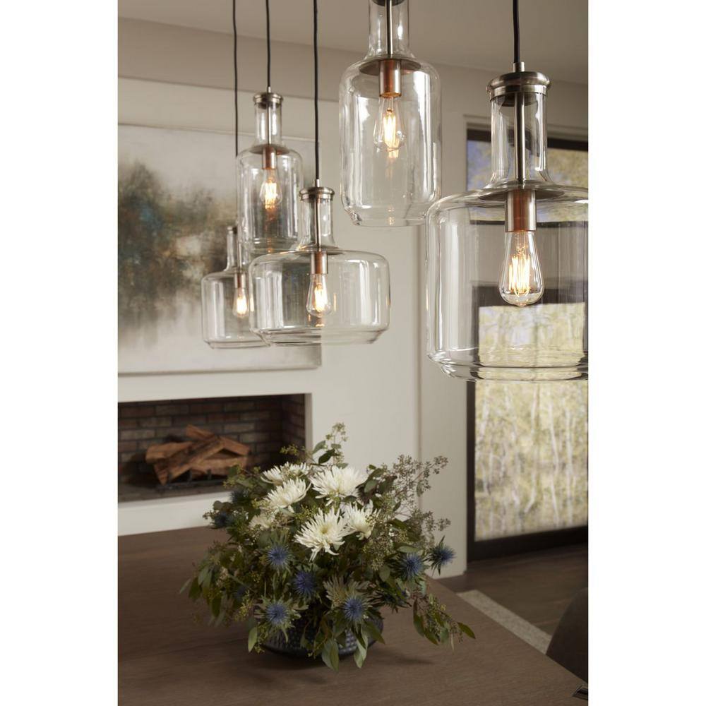 Latrobe Brushed Nickel Pendant with Clear Glass Shade