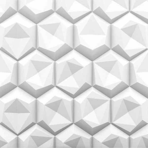 A La Maison Ceilings Hexagon 3/4 in. x 2 ft. x 2 ft. Plain White Seamless Foam Glue-Up 3D Wall Panels (6-Pack) 24 sq. ft./case