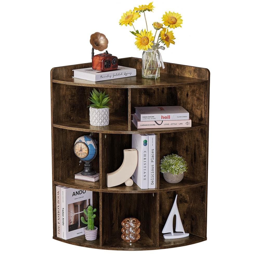 VECELO 3-Tier Corner Cabinet with 8 Cubbies, Wooden Cube Storage Organ