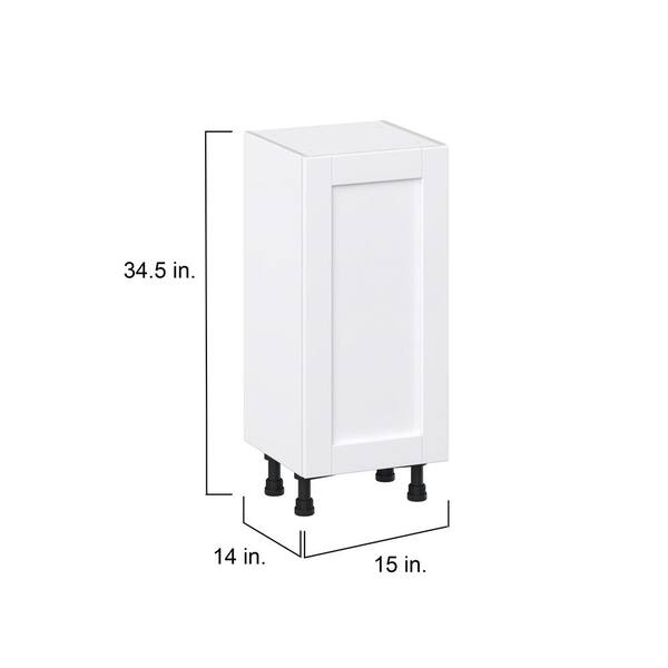 J COLLECTION Mancos Bright White Shaker Assembled Shallow Base Kitchen Cabinet with Door (12 in. W x 34.5 in. H x 14 in. D)