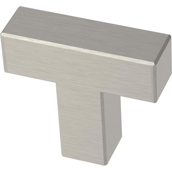 Franklin Brass Simple Modern Square 1-1/4 in. (32 mm) Stainless Steel Cabinet Knob (10-Pack)