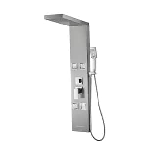 44.5 in. 4-Jet Shower System with Hand-Shower and 360° Angled Adjustable Angle Body Sprayers in Brushed Nickel