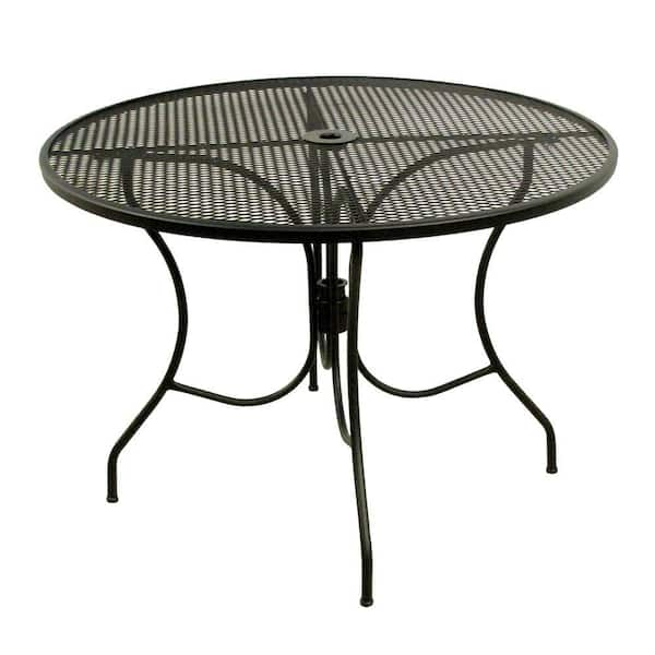 Arlington House Glenbrook Black 42 in. Round Mesh Patio Dining Table