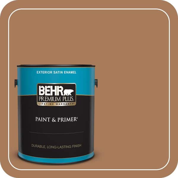 BEHR PREMIUM PLUS 1 gal. #260F-6 Smokey Topaz Satin Enamel Exterior Paint & Primer