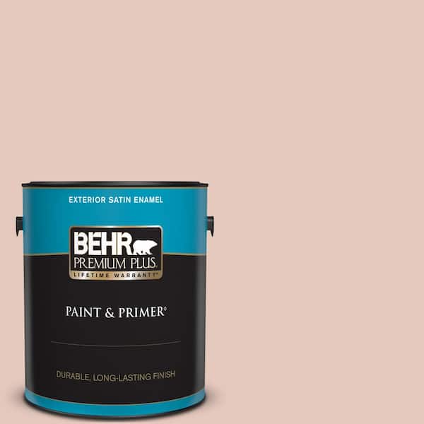 BEHR PREMIUM PLUS 1 gal. #210E-3 Almond Willow Satin Enamel Exterior Paint & Primer