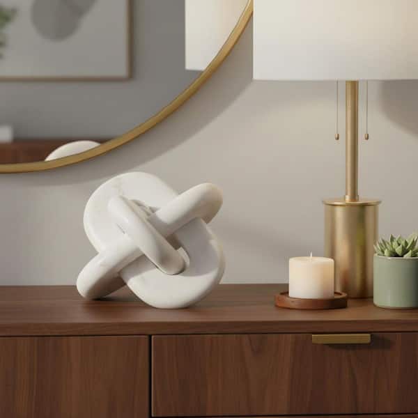 Liv & Skye White 6 in. x 6 in. Stone Abstract Geometric