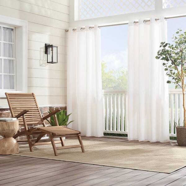 Sunbrella Ivory Canvas Solid Outdoor Grommeted Light Filtering Window Panel - 52 in. W x 108 in. L