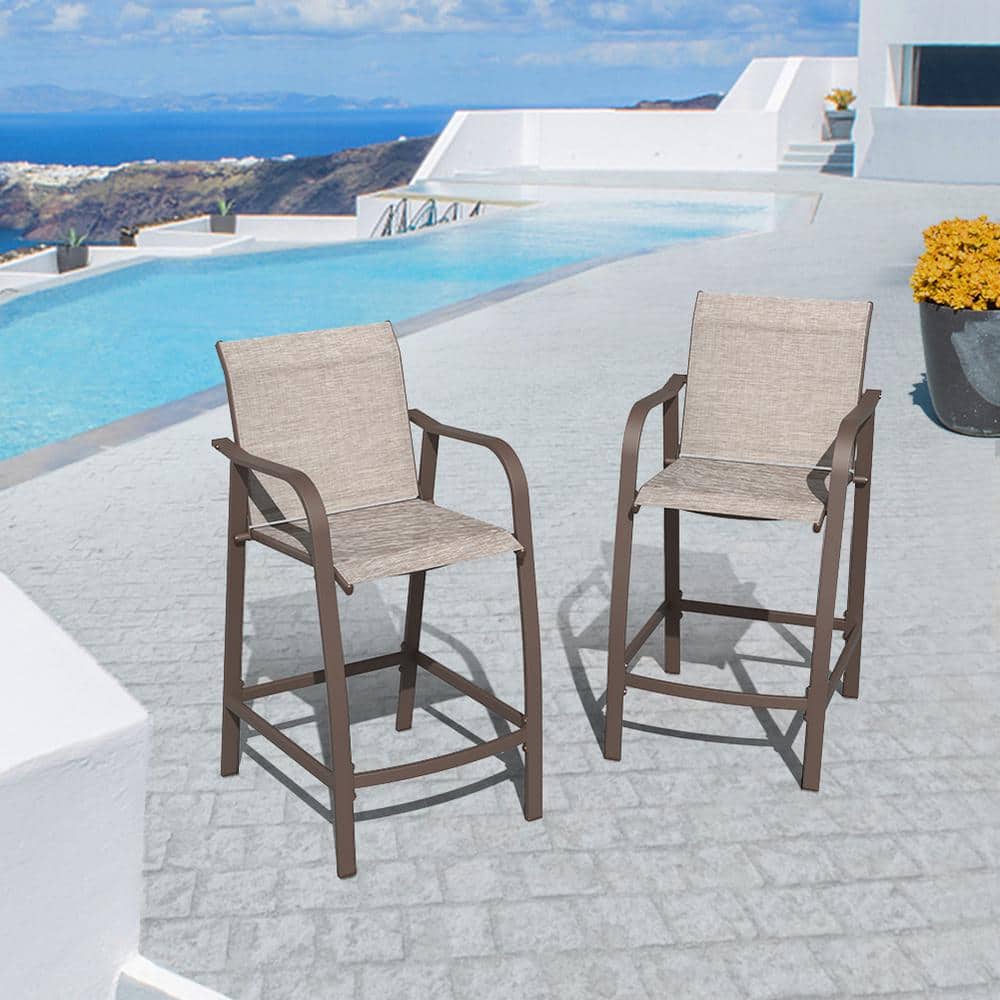 Aluminum Outdoor Bar Stool in Beige (2-Pack) price history on PriceWatchPro