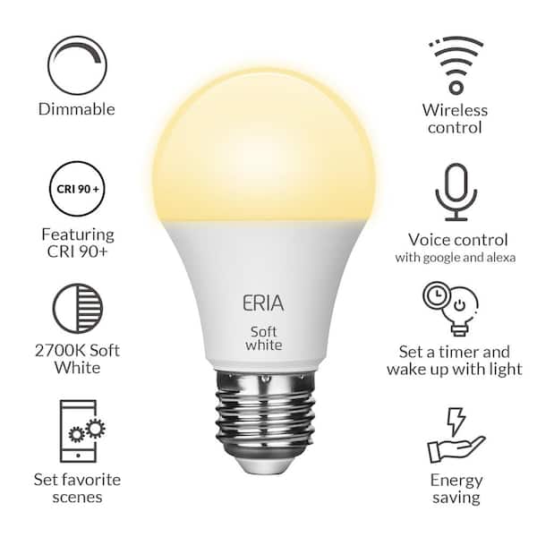 Opgewonden zijn Uitscheiden Boekhouder AduroSmart ERIA 60-Watt Equivalent A19 Dimmable CRI 90+ Wireless Smart LED  Light Bulb Soft White 81810 - The Home Depot