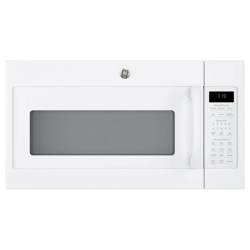 Ge 1 9 Cu Ft Over The Range Microwave In White With Sensor Cooking Jnm7196dkww Home Depot Ge 1 9 Cu Ft Over The Range Microwave