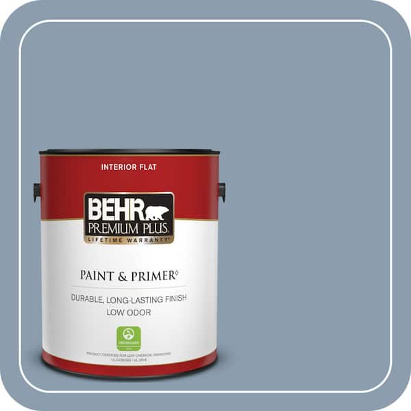 BEHR PREMIUM PLUS 1 gal. #BNC-08 Sonata Blue Flat Low Odor Interior Paint & Primer
