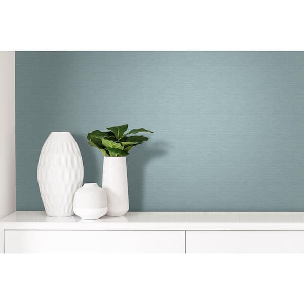 Grasscloth Effect Light Bleu Paper Non-Pasted Strippable Wallpaper Roll (Cover 60.75 sq. ft.)