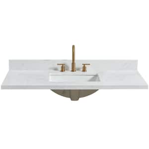 Jaen 49 in. W x 22 in. D Engineered Stone Composite White Rectangular Single Sink Vanity Top in Grain White