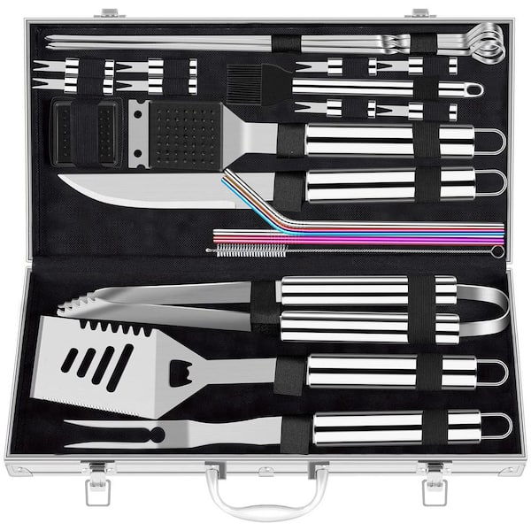 Commercial Chef Professional BBQ Accessory Kit 25-Pack Stainless Steel Tool  Set in the Grilling Tools & Utensils department at