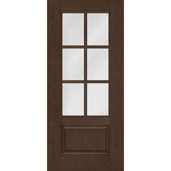 Regency 36 in. x 80 in. Universal Handing 3/4-6 Lite Clear Glass Hickory Stain Mahogany Fiberglass Front Door Slab