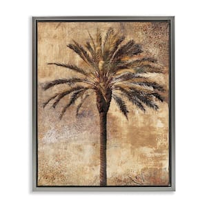 Distressed Palm Tree by Dan Sproul Gray Floater Frame Nature Graphic Art Print 21 in. x 17 in.