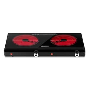 2-Burner 6.77 in. Black Electric Hot Plate, 1800-Watts Portable Electric Stove, Electric Cooktop for Cooking