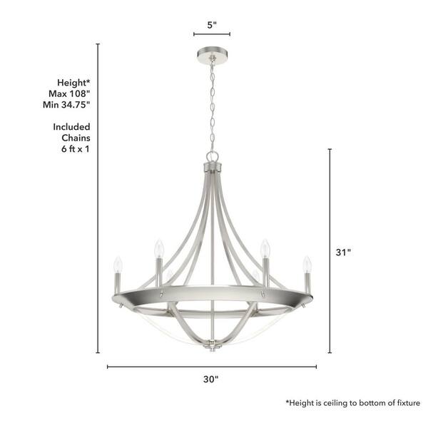 Hunter Perch Point 6-Light Satin Bronze Transitional Led Chandelier