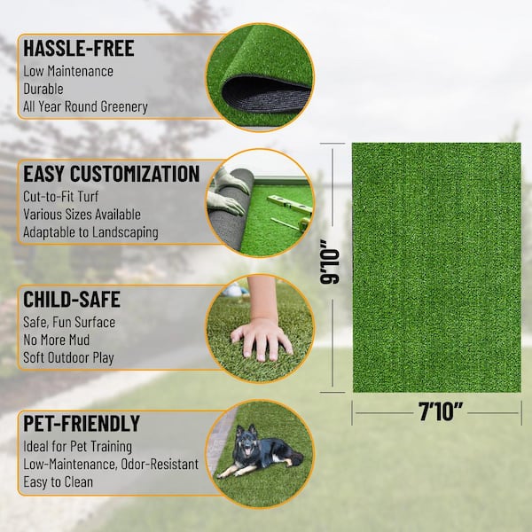 Well Woven Venice Modern 7 ft. 10 in. x 9 ft. 10 in. Turf Green Artificial Grass Carpet Well Woven Venice Modern 7 ft. 10 in. x 9 ft. 10 in. Turf Green Artificial Grass Carpet