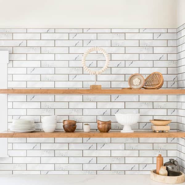 Classico Carrara Glossy 3 in. x 12 in. Ceramic Wall Tile (11.44 sq. ft./Case)