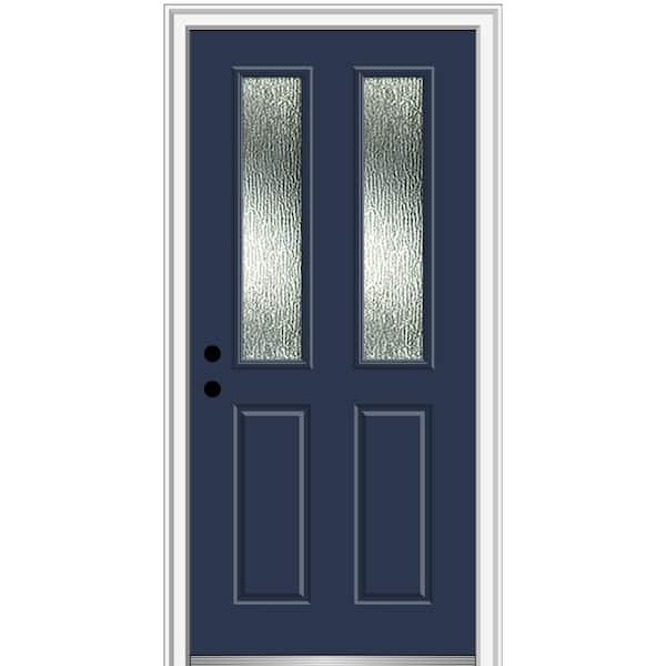 MMI Door 30 in. x 80 in. Right-Hand Inswing Rain Glass Naval Fiberglass Prehung Front Door on 6-9/16 in. Frame