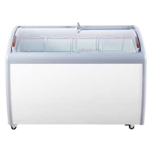 27 in. W 12.8 cu.ft. Commercial Ice Cream Display Case Manual Defrost Chest Freezer with Glass Top Deep Freezer in White