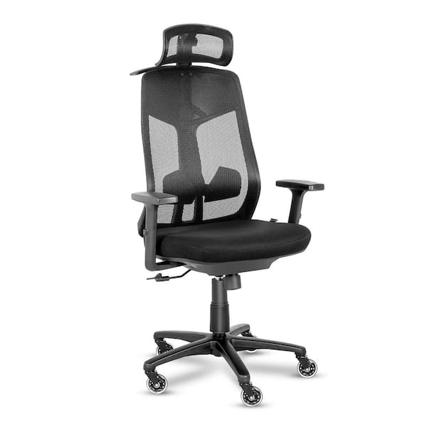 Siavonce 23.5 in. W Big and Tall Black Mesh Ergonomic Chair with Adjustable Height