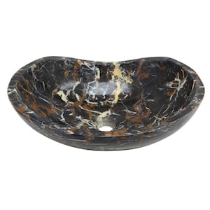 Oval Marble Vessel Sink in Dark Brown