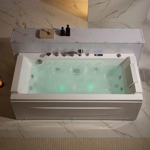 71 in. x 29 in. Alcove Whirlpool Air Combination Bathtub Rectangular Bath with Left Drain-in White