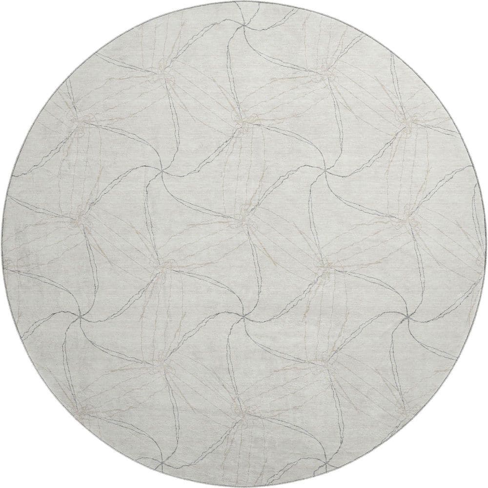 Mayfield Premium Machine Washable Abstract AMF968 Ivory 8 ft. x 8 ft. Round Rug price history on PriceWatchPro