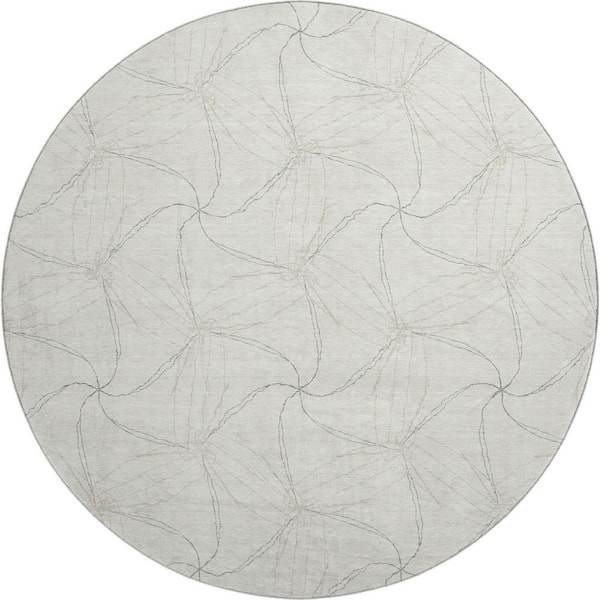 Addison Rugs Mayfield Premium Machine Washable Abstract AMF968 Ivory 8 ft. x 8 ft. Round Rug