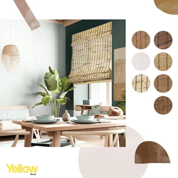 YELLOW BLINDS 39 in. W x 64 in. L Natural Woven Cordless Light