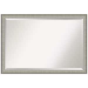 Elegant Brushed Pewter Narrow 39 in. H x 27 in. W Framed Wall Mirror
