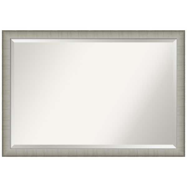 Amanti Art Elegant Brushed Pewter Narrow 39 in. H x 27 in. W Framed Wall Mirror