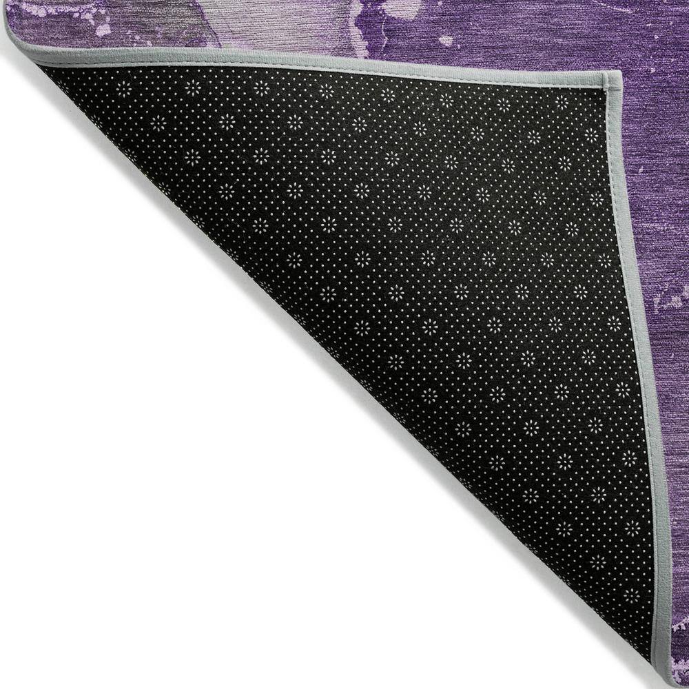Purple Watercolor Patterned Machine Washable Synthetic Area Rug