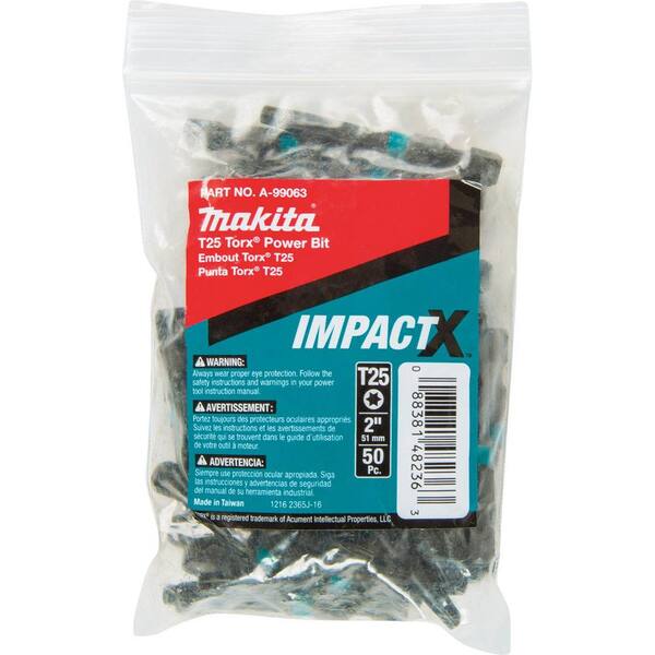 Makita ImpactX T25 Torx 2 in. Modified S2 Steel Power Bit (50-Pack)