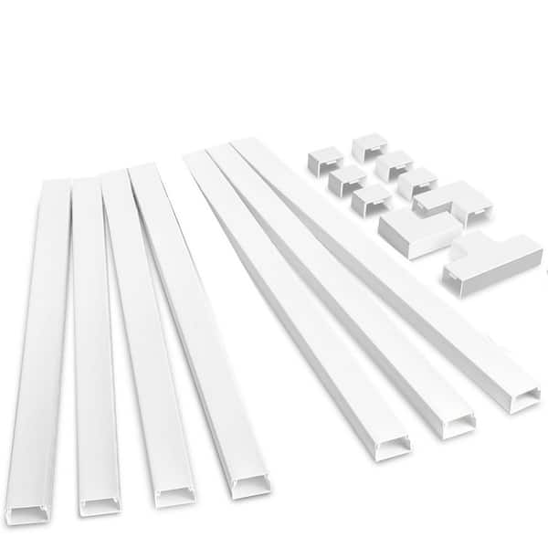 116in Cord Hider Kit Cable Covers Wire Concealment Paintable Raceway Wall Mount TV White