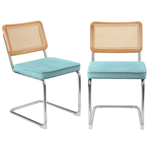 Zeus & Ruta 2-Piece Metal Outdoor Lounge Chairs with Aqua Blue Cushions for Deck, Balcony, Patio, Outside, Lawn and Garden