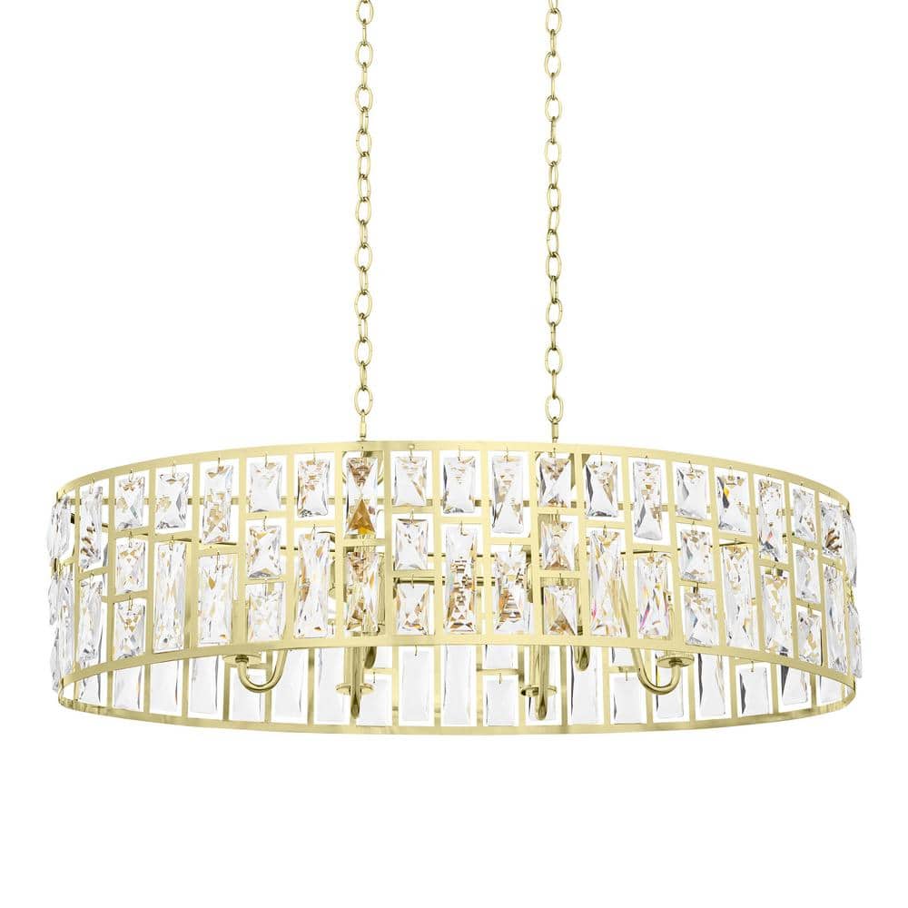 Home Decorators Collection Kristella 6-Light Gold Chandelier Crystal Glass, Glam Styled Dining Room 30687-HBG - The Home Depot