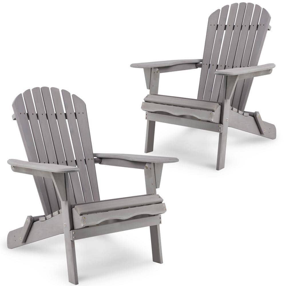 Classic Light Gray Folding Wood Adirondack Chair (2-Pack) price history on PriceWatchPro