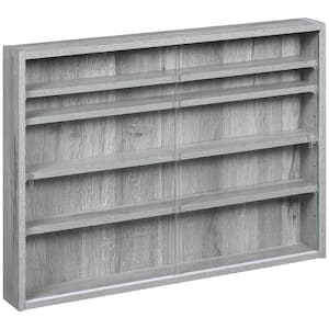 3.7 5 in. x 31.5 in. x 23.5 in. Grey Wall-Mounted Wood Decorative Cubby Wall Shelves with Brackets