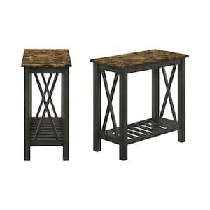New Classic Furniture Eden 12 in. Espresso Rectangle Faux Marble Top End Table (Set of 2)