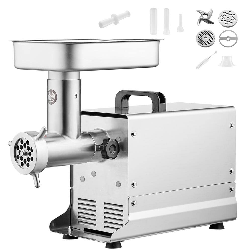 7 Lbs. /Min Commercial Meat Grinder, Electric Mincer in Silver with Blade, Grinding Plate & Sausage Maker for Kitchen