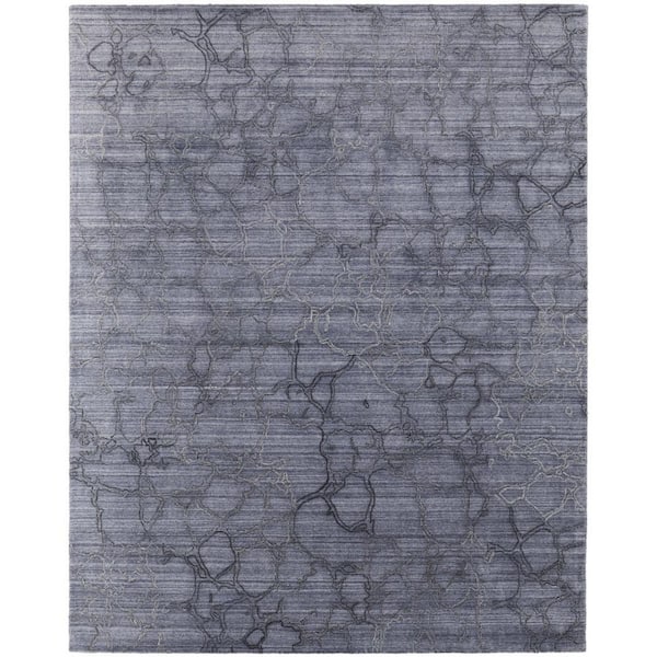 HomeRoots 8 ft. x 10 ft. Gray, Blue Abstract Area Rug