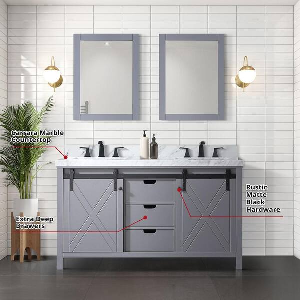 Lexora Marsyas 60-in Dark Grey Bathroom Vanity Cabinet Lexora Marsyas 60-in Dark Grey Bathroom Vanity Cabinet