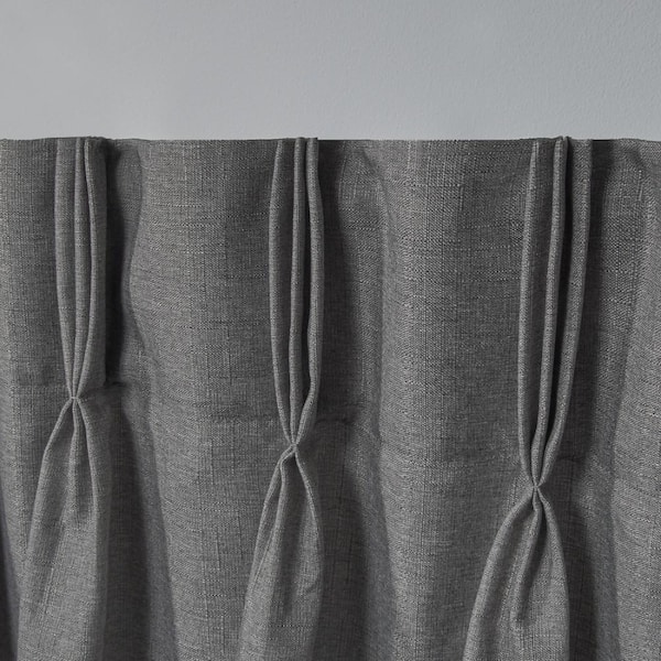 Loha Black Pearl Solid Light Filtering Triple Pinch Pleat / Hidden Tab Curtain, 27 in. W x 84 in. L (Set of 2)