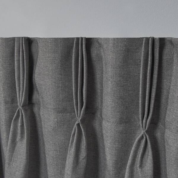 Loha Black Pearl Solid Light Filtering Triple Pinch Pleat / Hidden Tab Curtain, 27 in. W x 96 in. L (Set of 2)