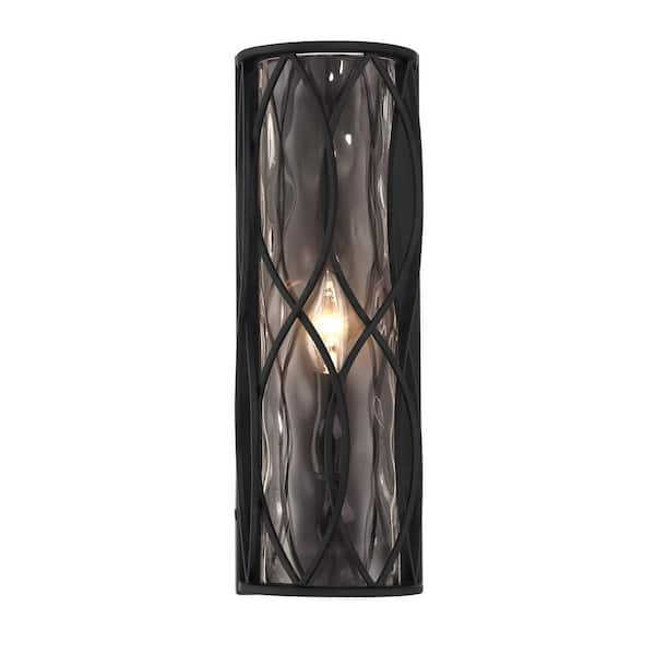 Savoy House Snowden 1-Light Matte Black Wall Sconce with Clear Glass Shade