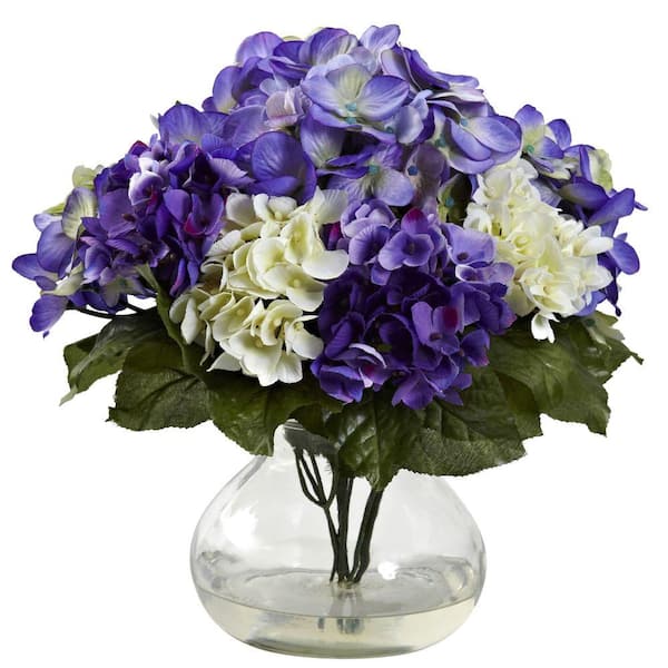 Nearly Natural Mixed Artificial Hydrangea with Vase
